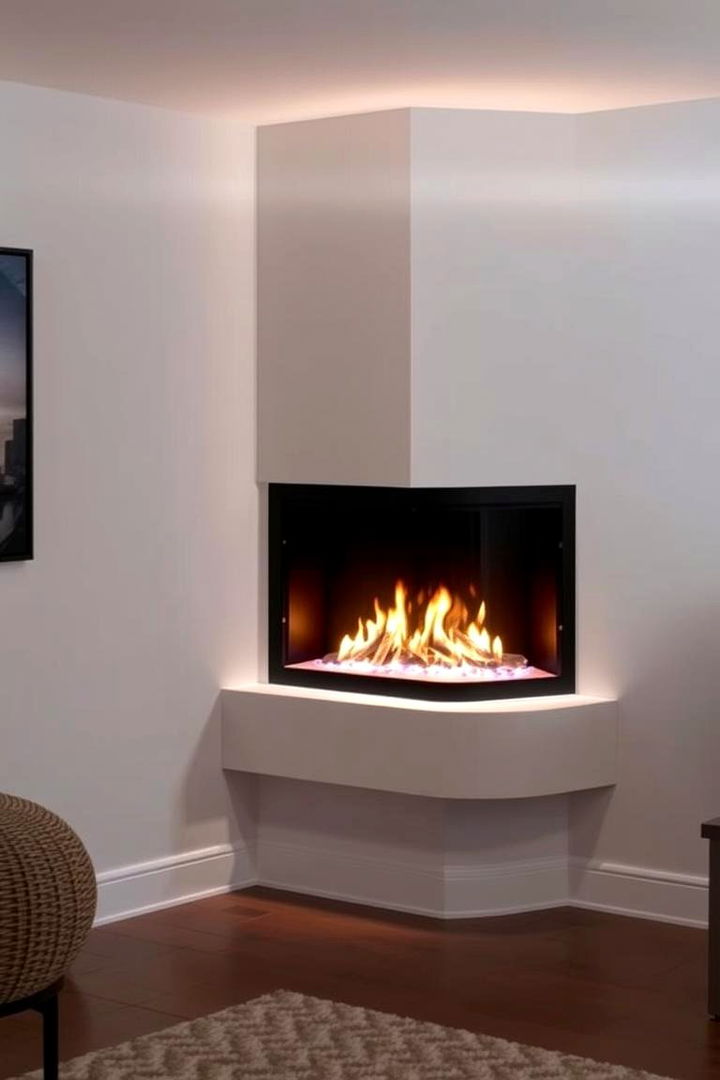 Ambient Lighting Integration Corner Gas Fireplace - 22 Corner Gas Fireplace Ideas