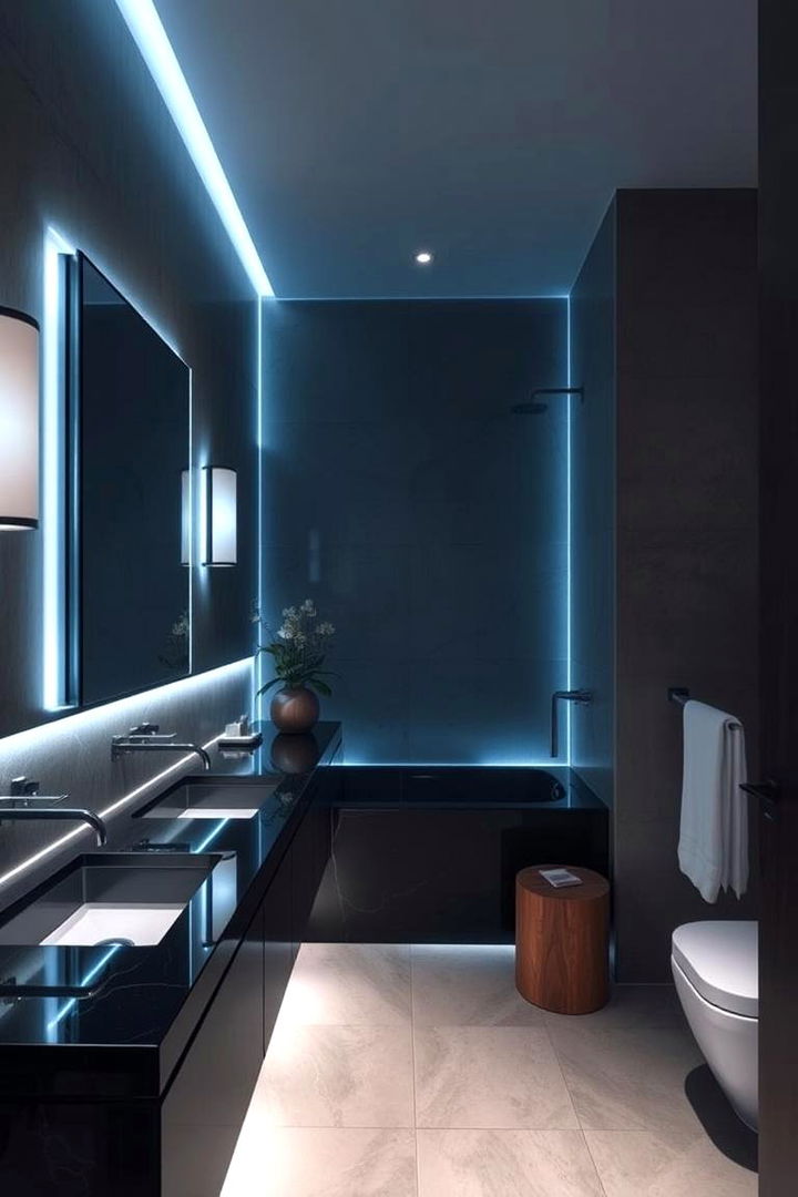 Ambient Lighting Magic - 22 bathroom with black countertops ideas