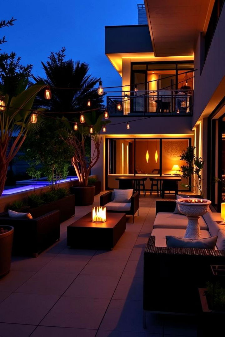 Ambient Lighting and Modern Outdoor Lounge - 22 Outdoor Kitchen Designs