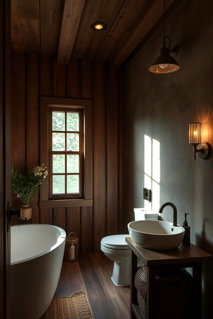 Ambient Lighting and Natural Glow - 22 Log Cabin Bathroom Ideas