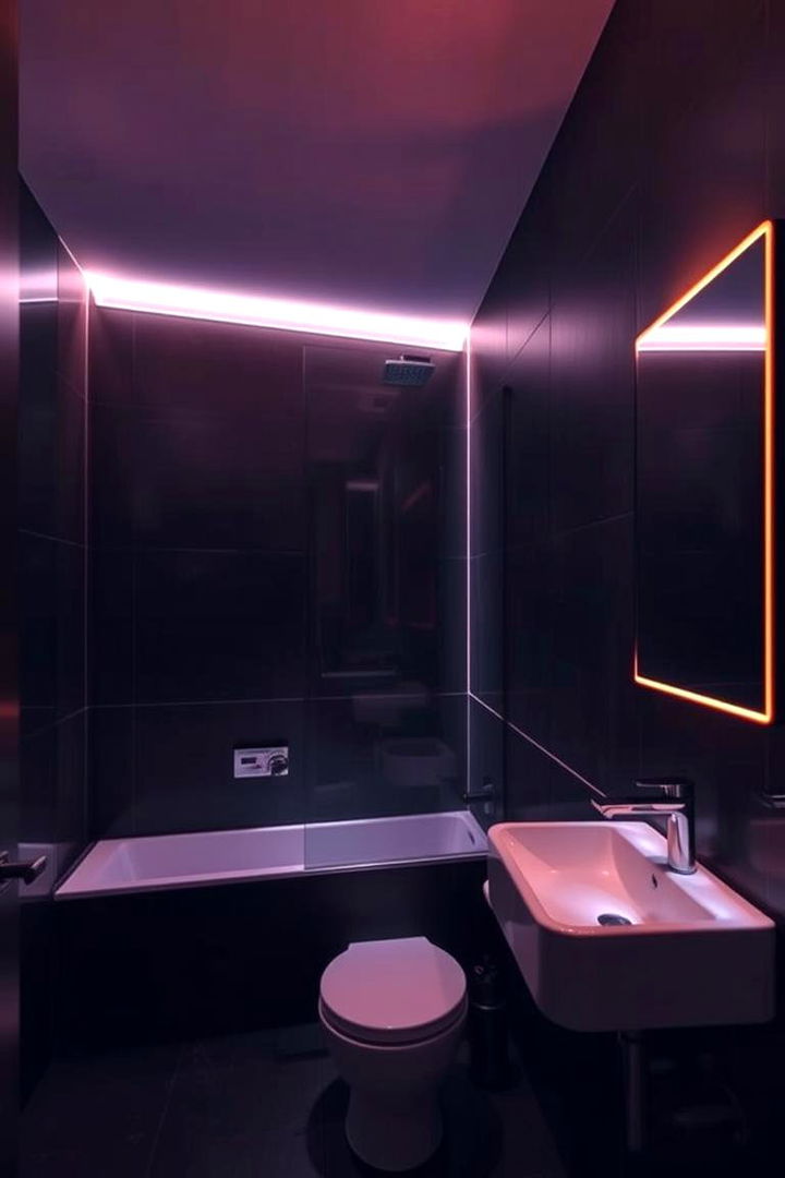 Ambient Lighting with LED Accents - 22 Dark Bathroom Ideas