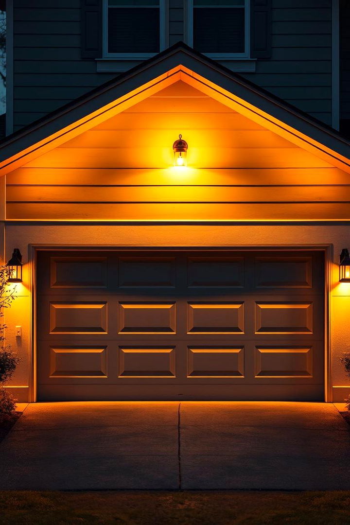 Ambient Lighting with Warm Tones - 22 Exterior Garage Lighting Ideas