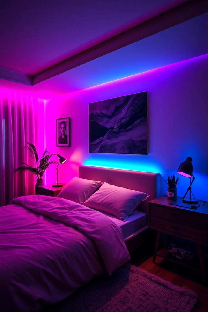 Ambient Mood Lighting Effects - 22 Neon Bedroom Ideas