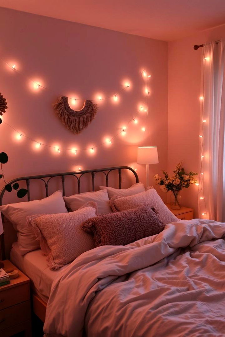 Ambient Mood Lighting - 22 Pink Boho Bedroom Ideas