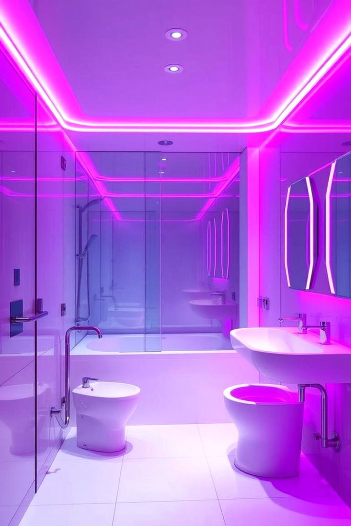 Ambient Purple LED Lighting - 22 Purple Bathroom Ideas