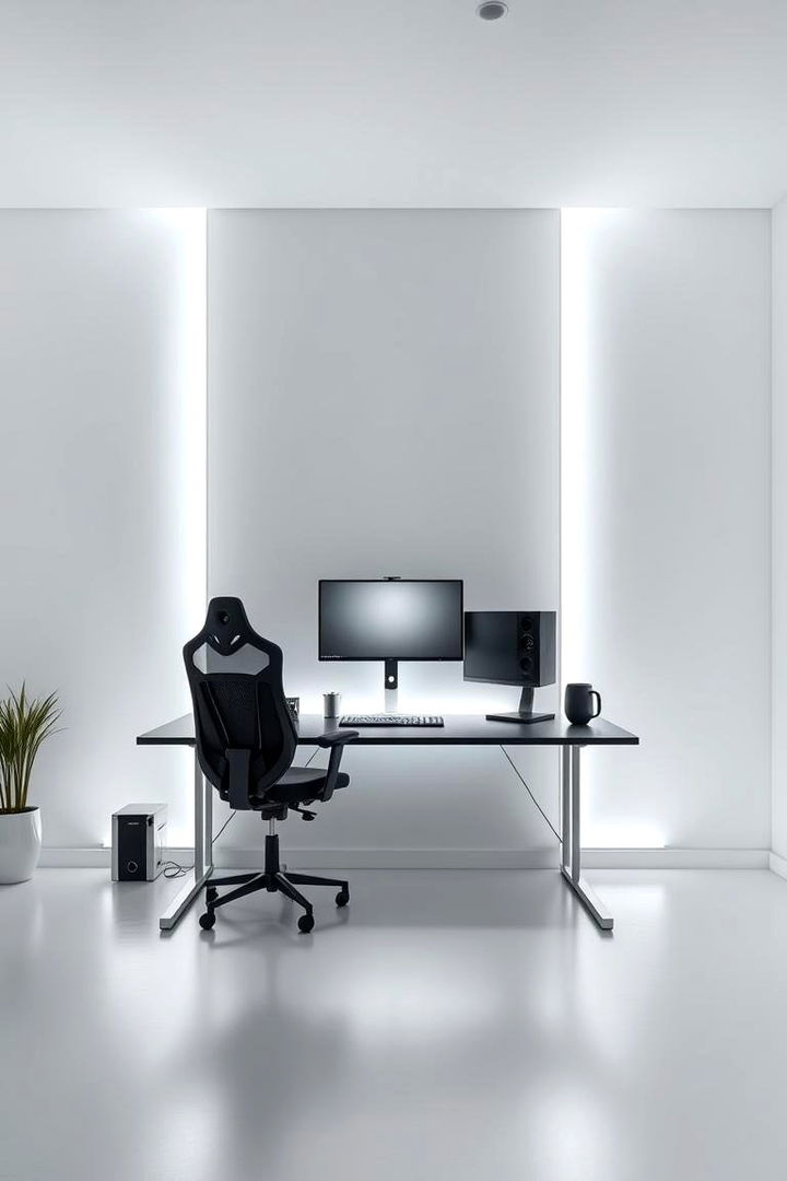 Ambient White Lighting Effects - 22 All White Gaming Setup Ideas