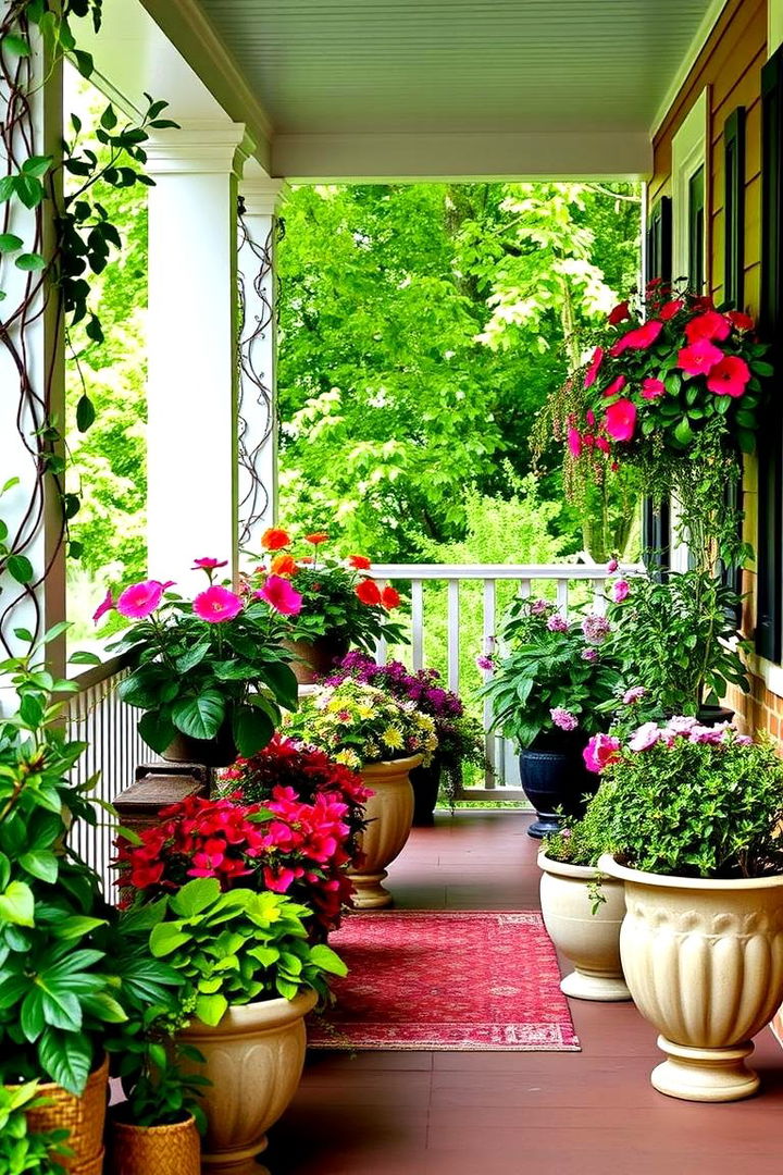 Ample Greenery and Planters - 22 Mobile Home Porch Ideas
