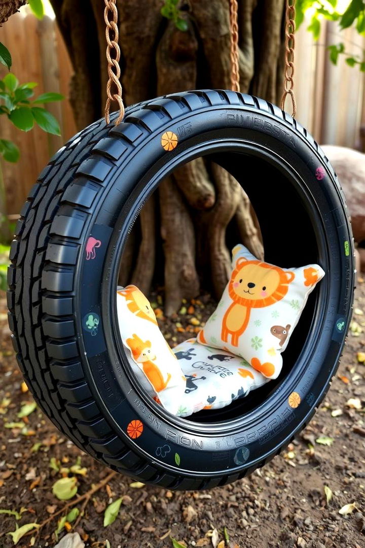 Animal Themed Tire Swing - 22 Tire Swing Ideas