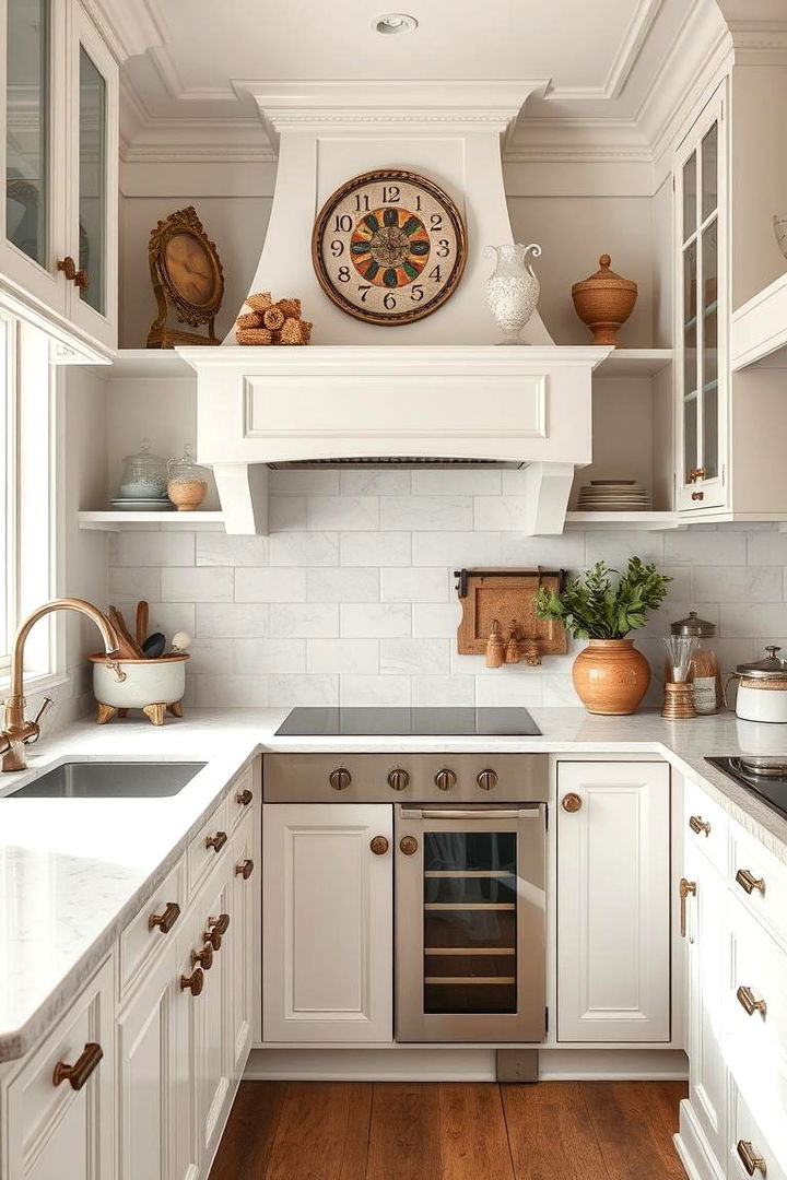 Antique Accents and Fixtures - 22 Rustic White Kitchen Ideas