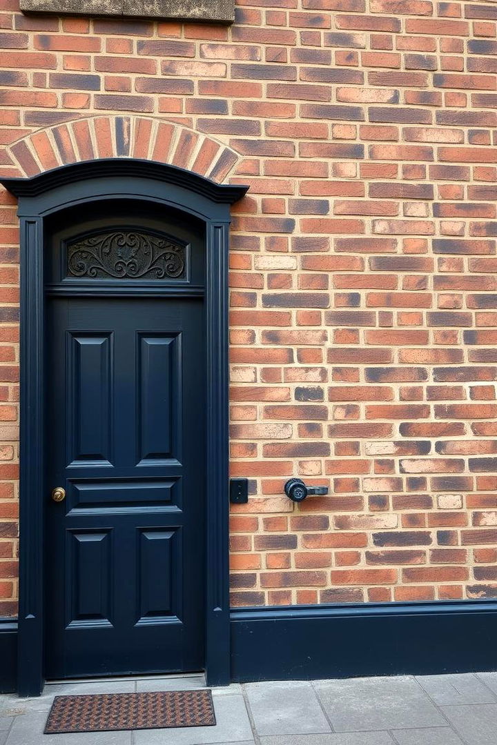Antique Brick with Elegant Dark Blue Finishes - 22 Exterior Brick and Paint Color Combinations