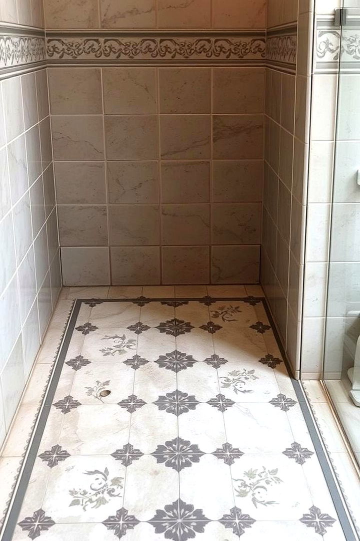 Antique Euclidean Flair - 22 Shower Floor Tile Ideas