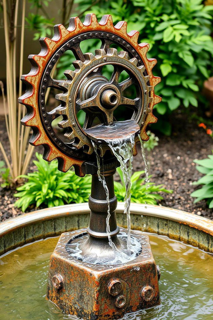 Antique Gear Water Fountains - 22 Old Bicycle Garden Ideas