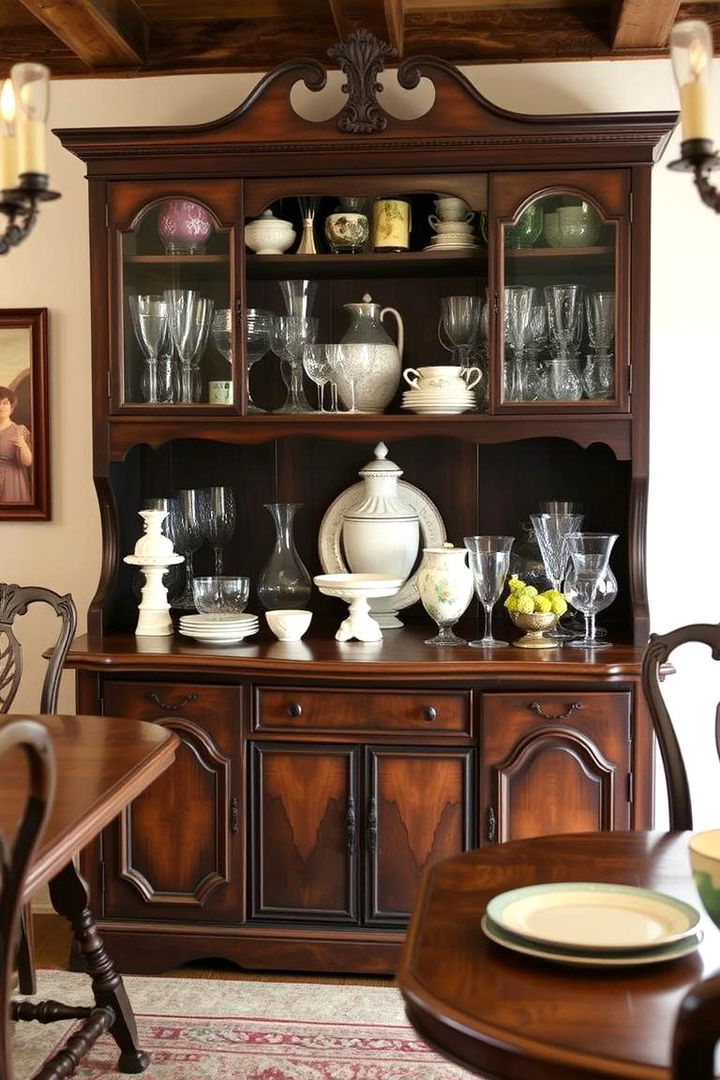 Antique Hutch Display - 22 Rustic Dining Room Ideas