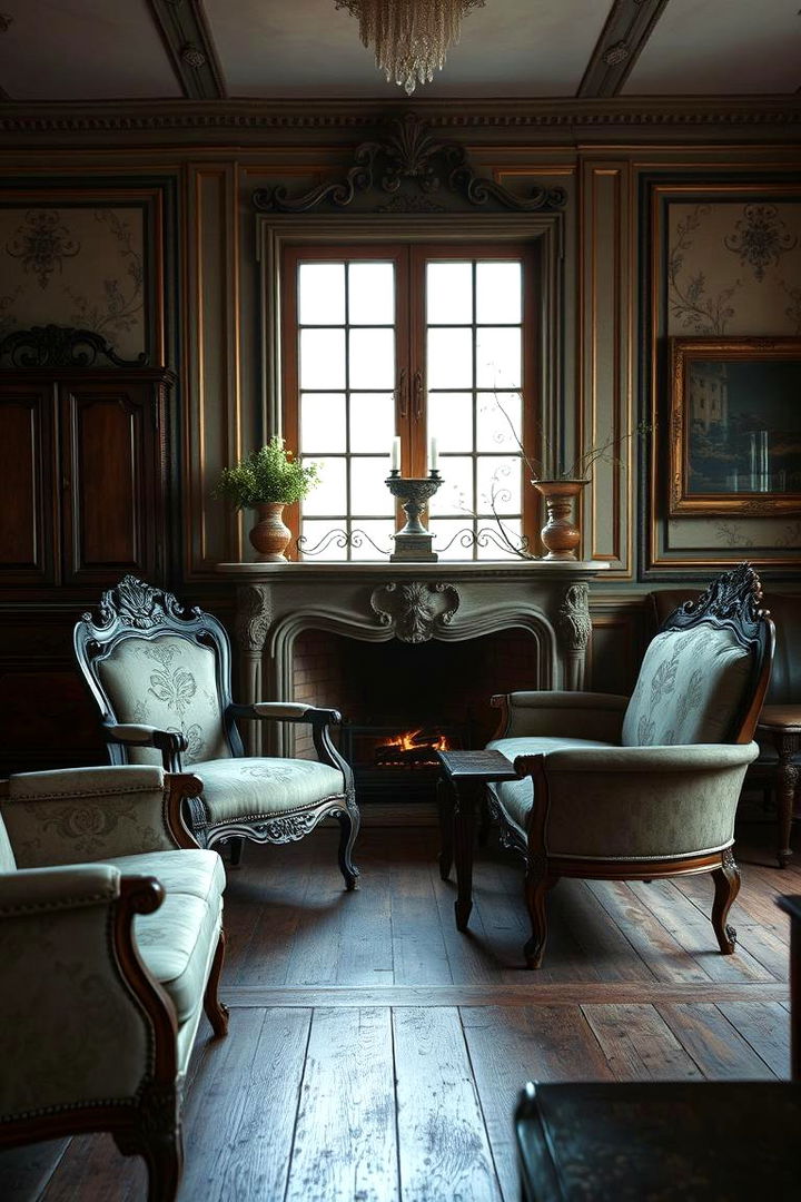 Antique Inspired Vintage Seating - 22 Fireplace Seating Ideas