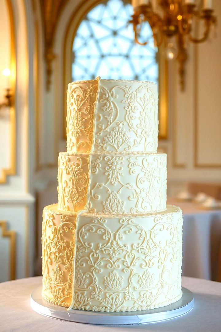 Antique Lace Detailing Cake - 22 Small Wedding Cake Ideas