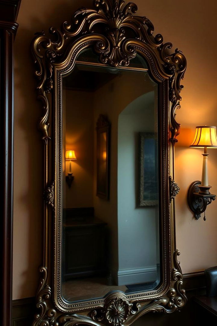 Antique Mirror with Intricate Designs - 22 Living Room Mirror Ideas