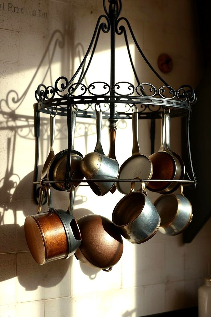 Antique Pot Rack Display - 22 Vintage Kitchen Ideas