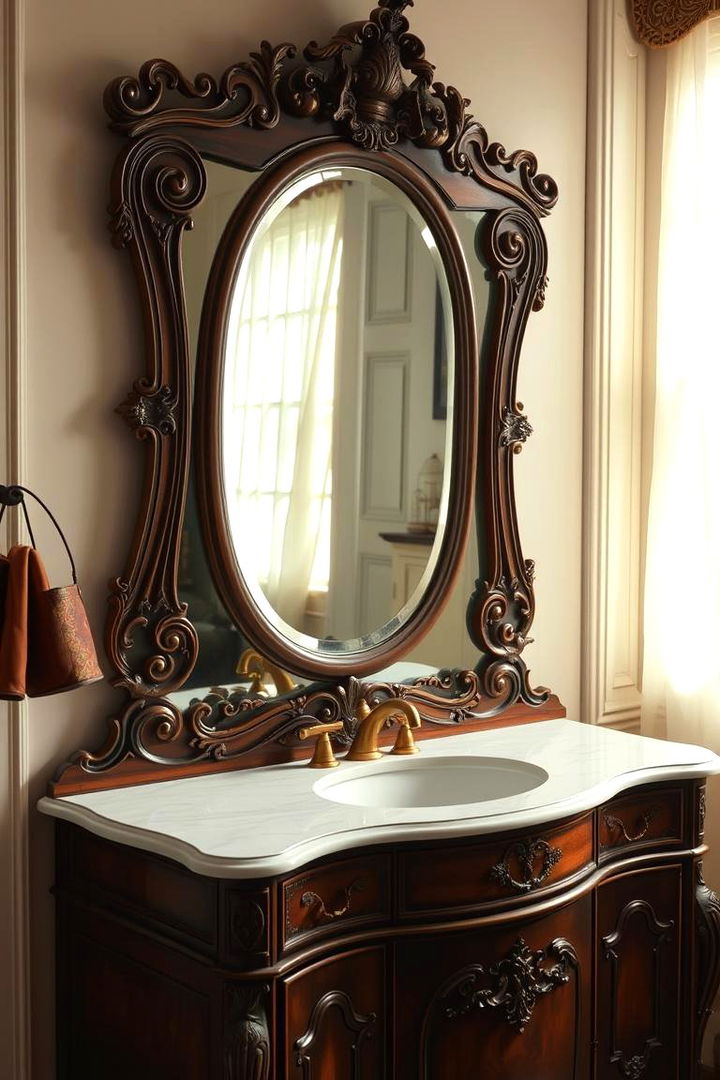 Antique Vanity Charm - Elegant Vintage Bathroom Ideas for Old-World Charm