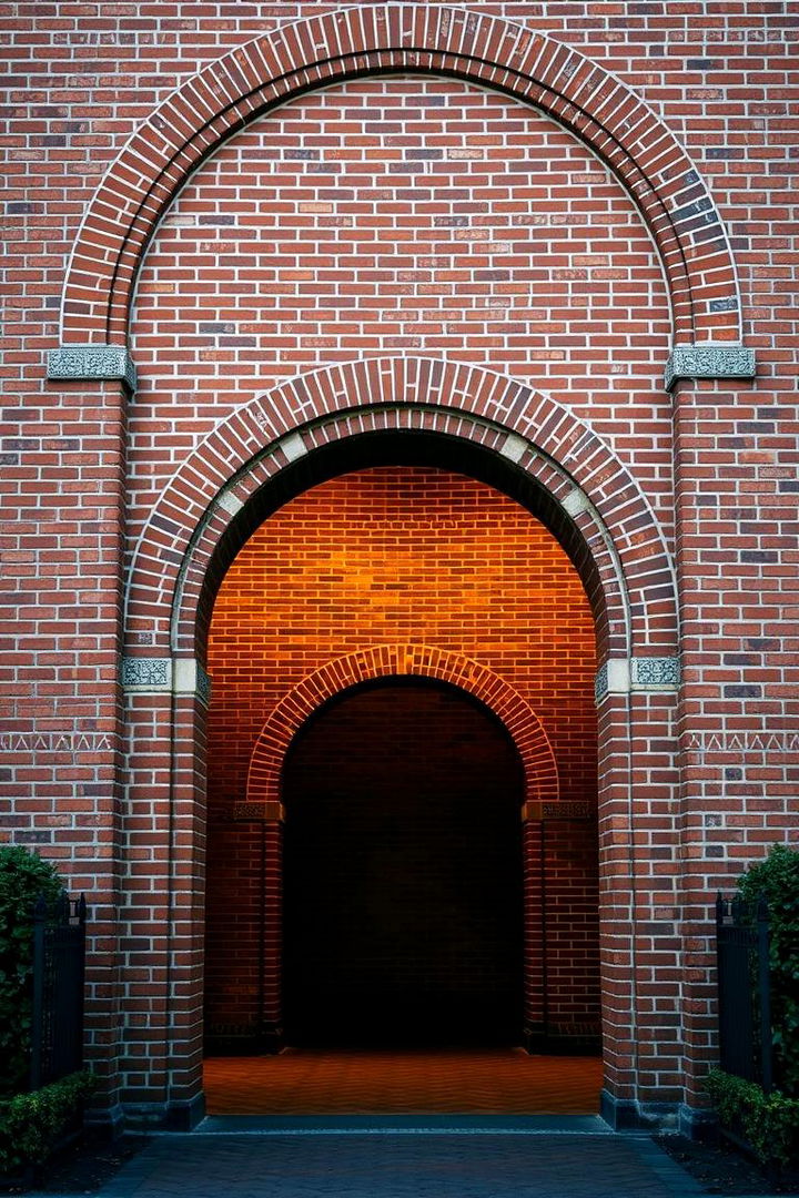 Arched Brick Gateway - 22 Front Yard Brick Fence Ideas