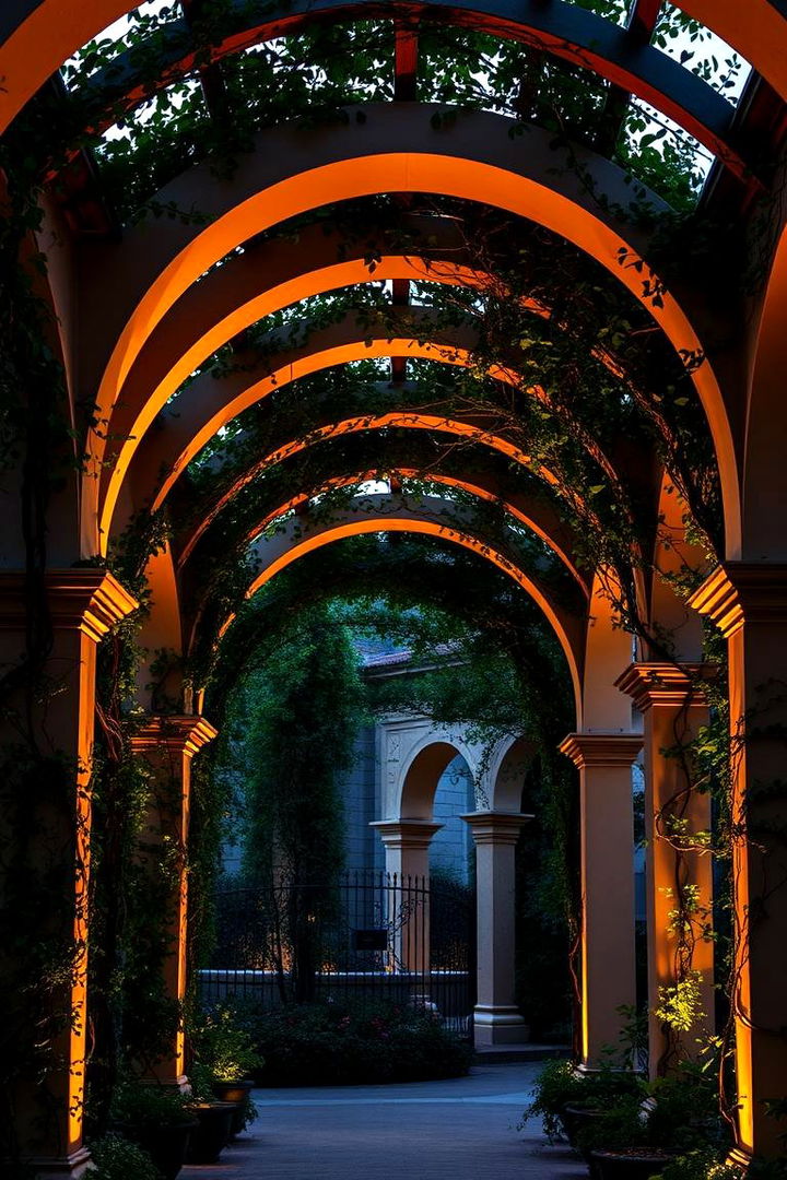 Arched Pergola with Vegetation for Dramatic Entryways - 22 Garden Divider Ideas