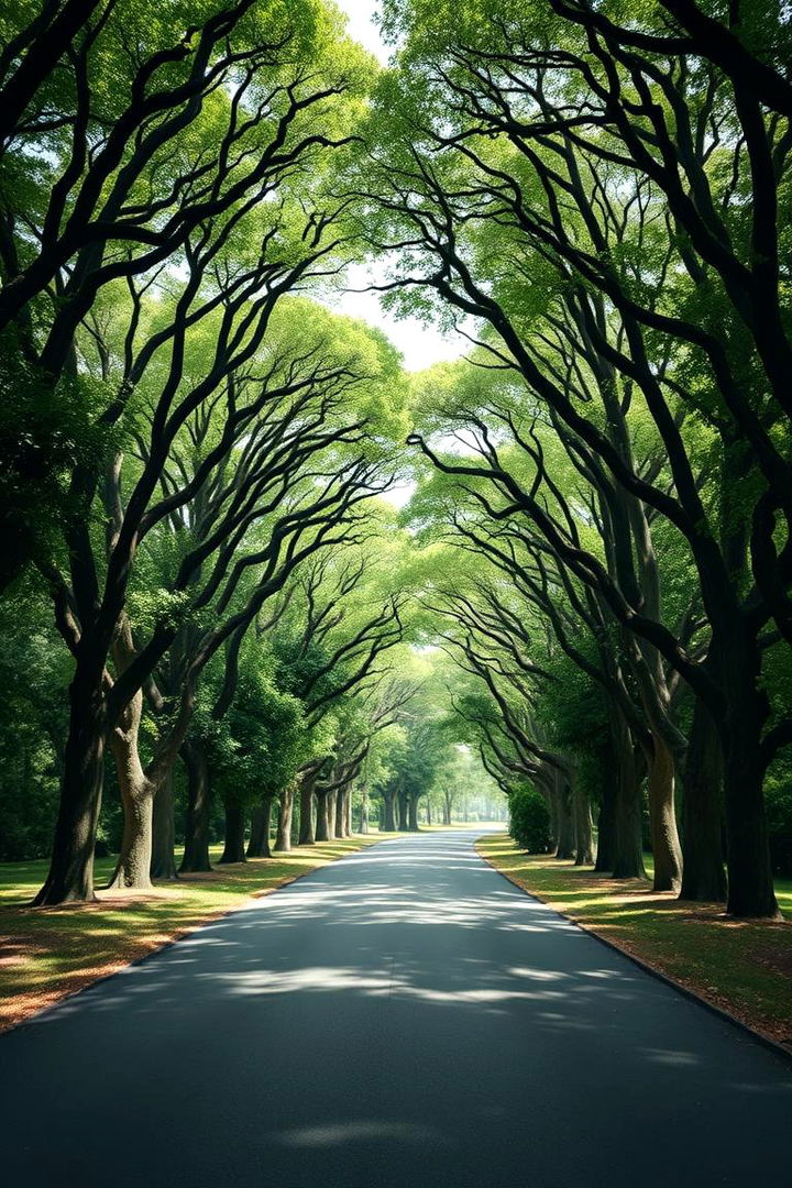 Arched Tree Canopy for Natural Shade - 22 Driveway Landscape Ideas