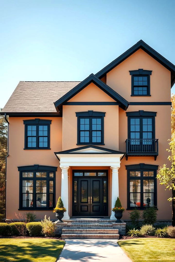 Architectural Balance - 22 Tan House With Black Trim Design Ideas