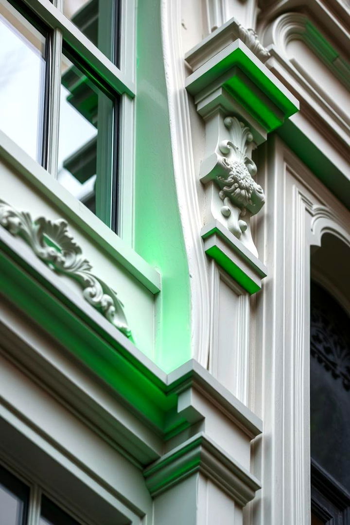 Architectural Detail in Light Green - 22 Light Green House Exterior Ideas