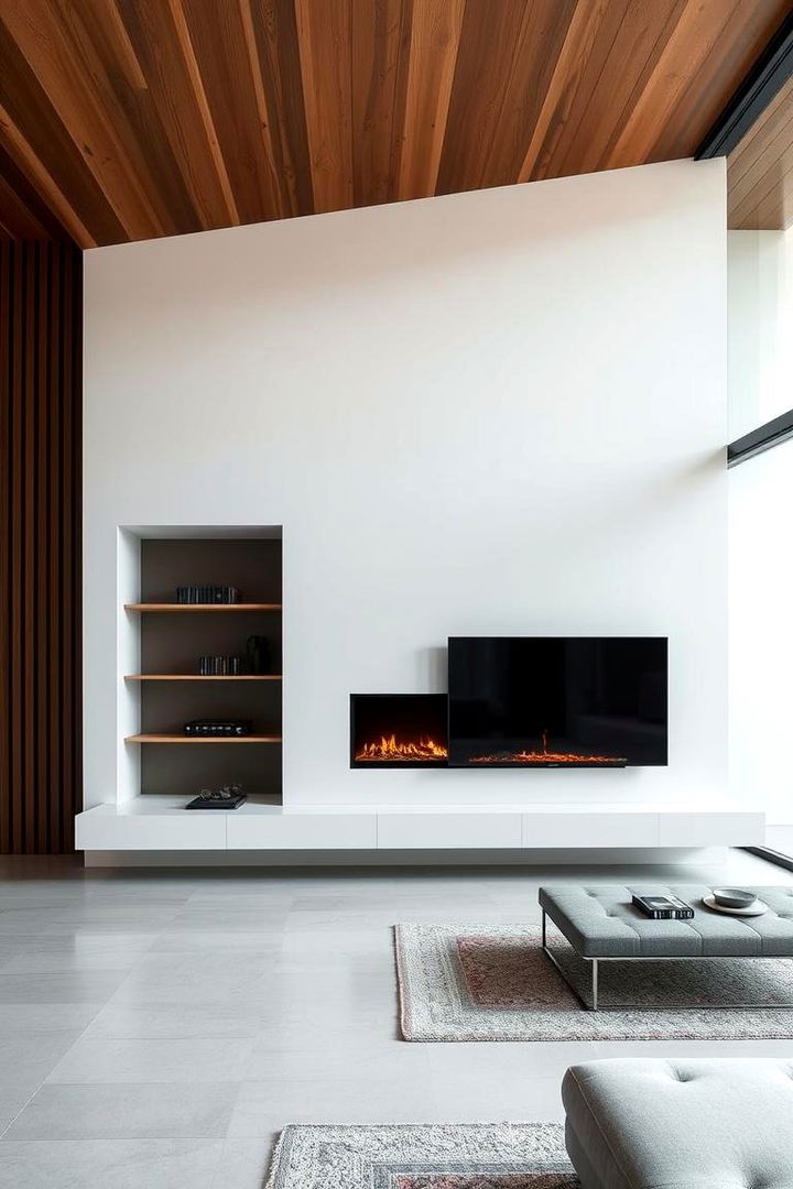 Architectural Harmony and Integration - 22 Linear Fireplace Ideas With Tv Above