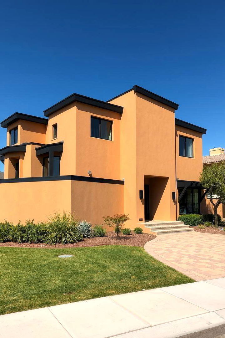 Architectural Innovation - 22 Tan House With Black Trim Design Ideas