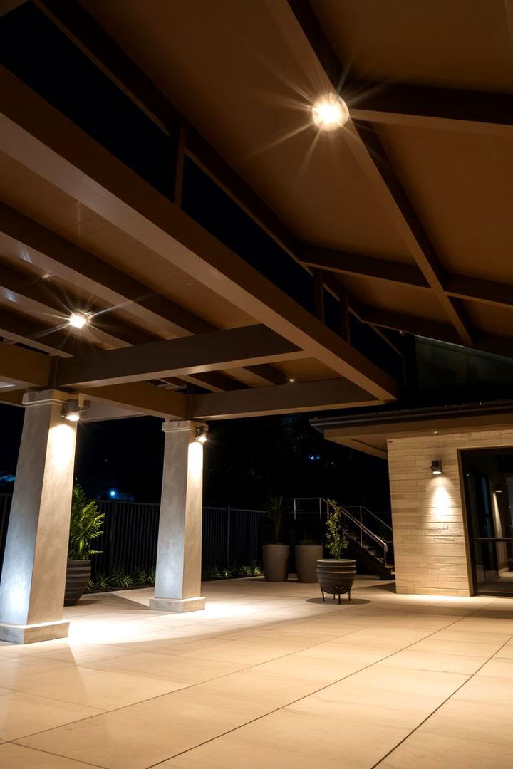 Architectural Spotlight Effects - 22 Covered Patio Lighting Ideas