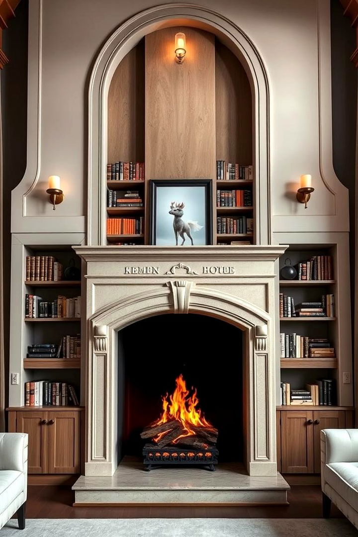 Architectural Statement - 22 Fireplace With Bookshelves