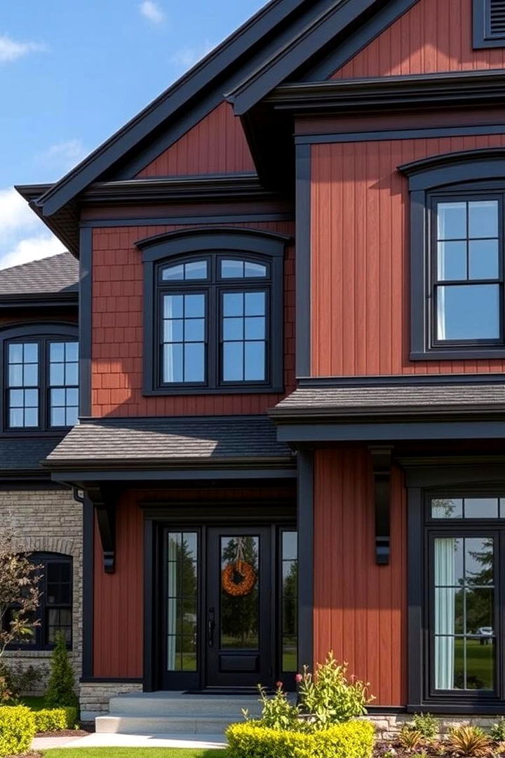 Architectural Statement - 22 Dark Brown House With Black Trim