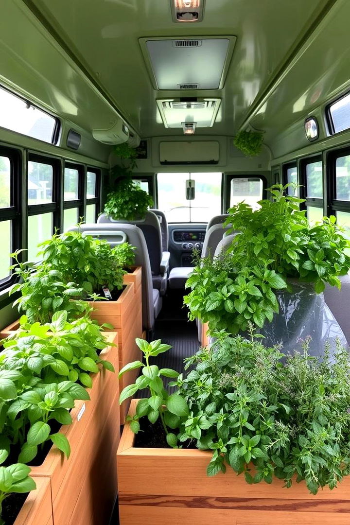 Aromatic Herb Oasis Bus - 22 School Bus Greenhouse Ideas