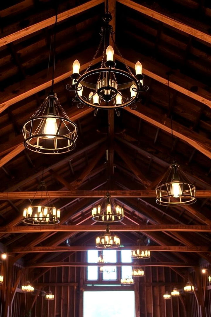 Arranging Rustic Lighting Fixtures - 22 Pole Barn Interior Ideas