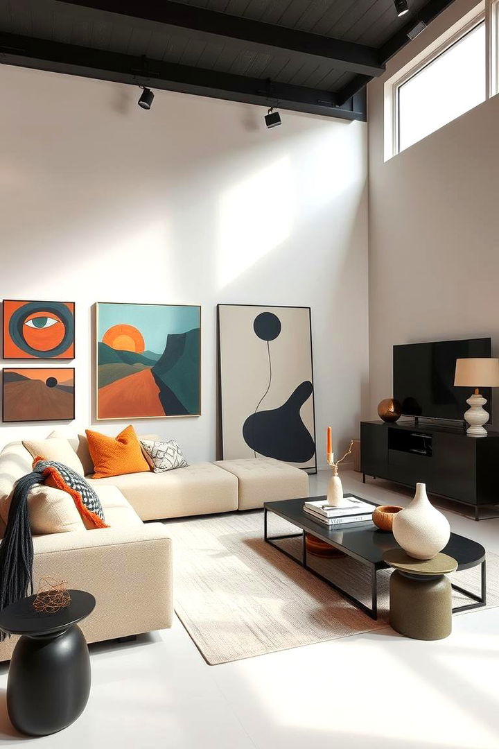 Art Centric Living Space - 22 Beige Couch Living Room Ideas
