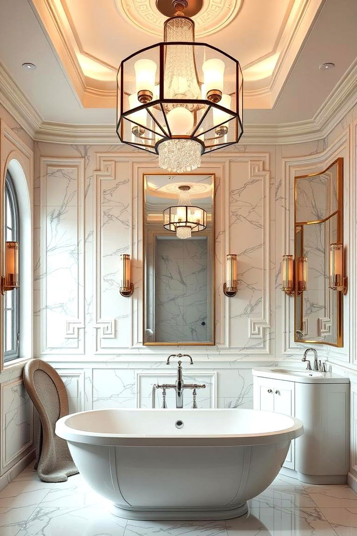Art Deco Bathroom Chandelier Design - 22 Bathroom Chandelier Ideas