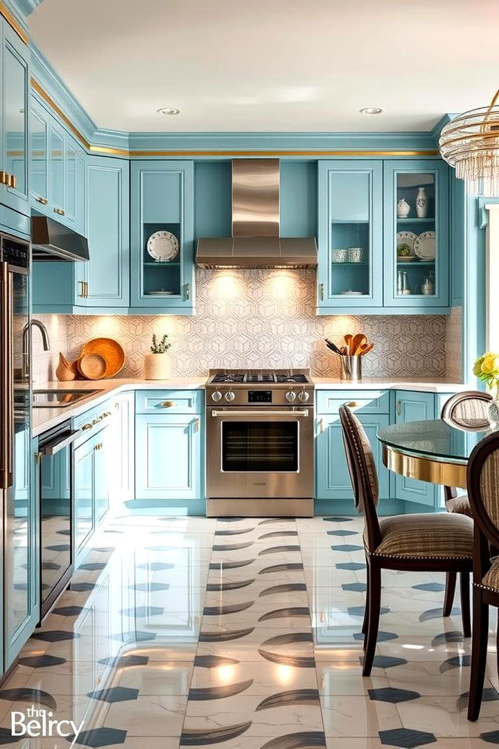 Art Deco Blue Glam - 22 Light Blue Kitchen Cabinets Ideas