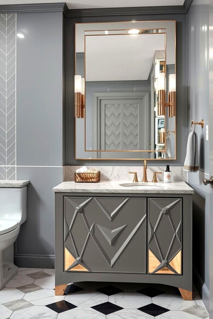 Art Deco Elegance Grey Vanity - 22 Grey Bathroom Vanity Design Ideas