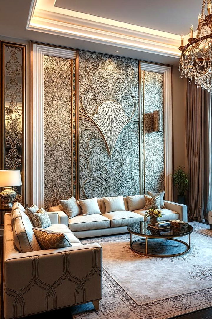 Art Deco Glamour - 22 Living Room Accent Wall Ideas