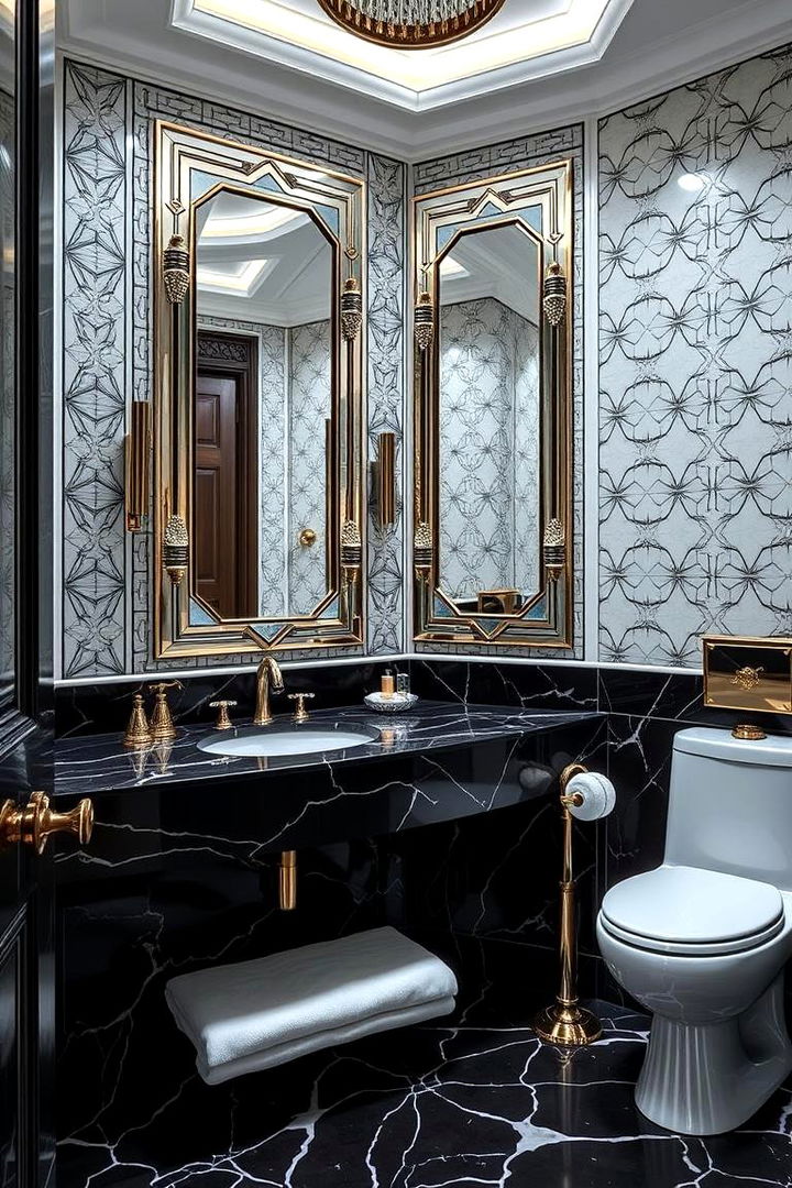 Art Deco Glamour Bold Black Marble Designs - 22 Black Marble Bathrooms