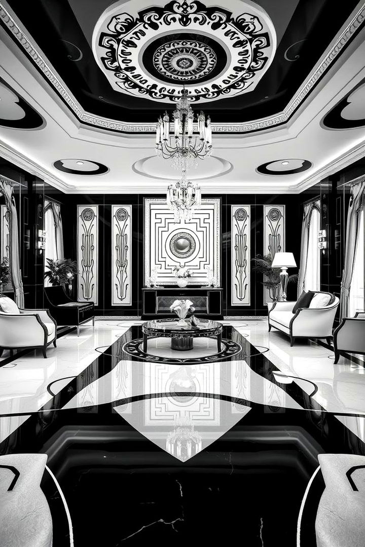 Art Deco Inspired Interiors - 22 Black and White Living Room Ideas