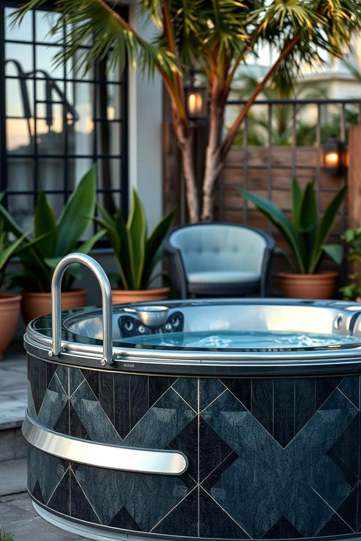 Art Deco Inspired Sunken Hot Tub - 22 Sunken Hot Tub Ideas