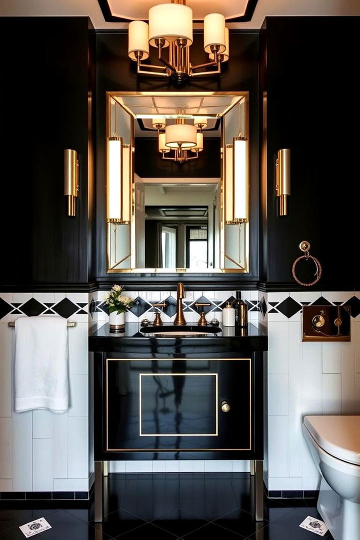 Art Deco Revival - 22 Black Vanity Bathroom Ideas