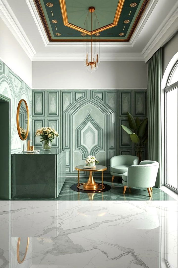 Art Deco Sage Touches - 22 Sage Green Living Room Ideas