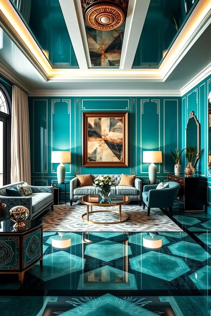 Art Deco Teal Delight - 22 Teal Living Room Ideas
