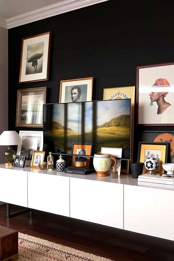 Art Filled Arrangements - 22 Tv Console Decor Ideas