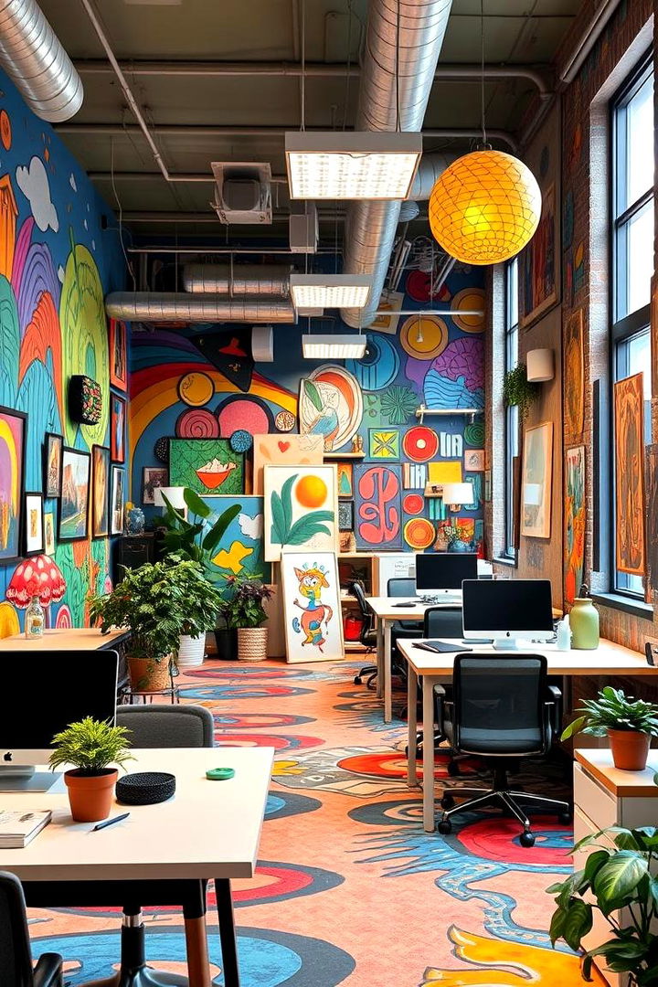 Art Filled Creative Space - 22 Man Cave Office Ideas