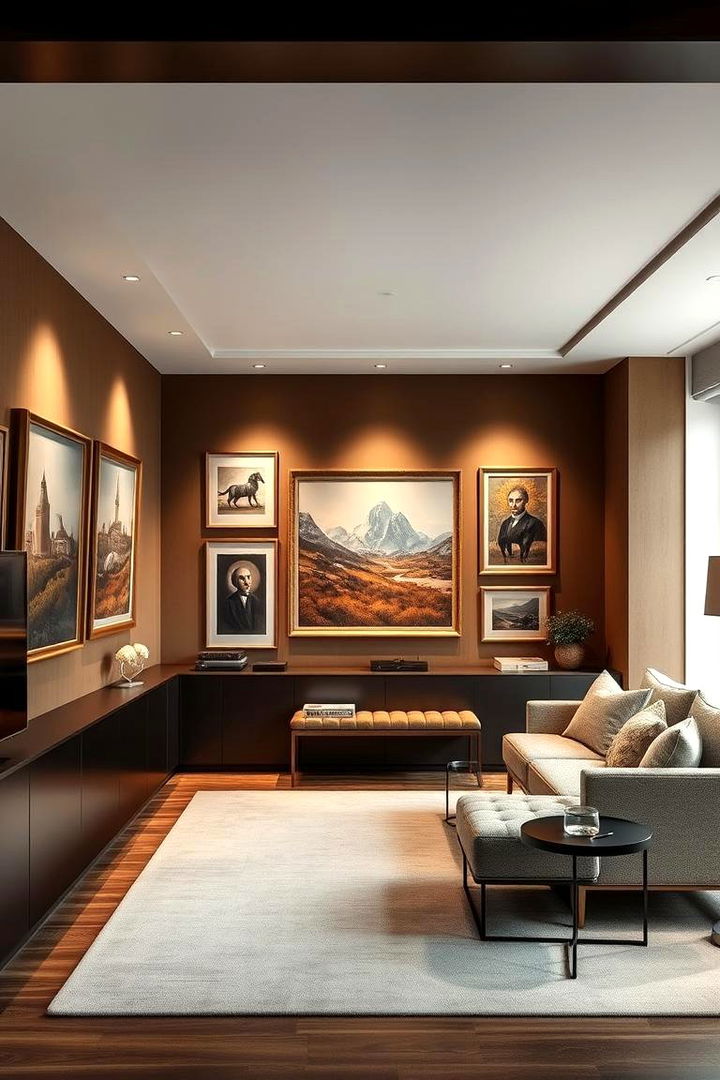 Art Gallery Inspired Man Cave - 22 Luxury Man Cave Ideas