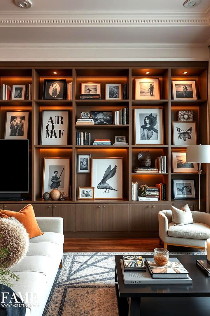 Art Gallery Integration - 22 Living Room Bookshelf Ideas