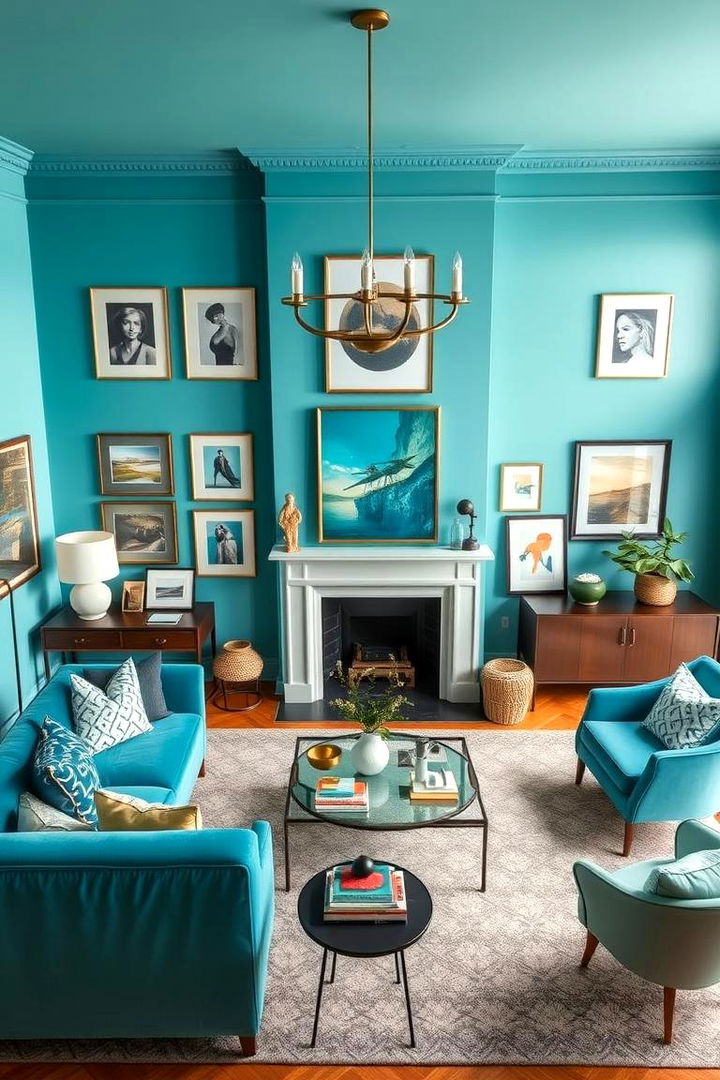 Art Infused Turquoise Living Room - 22 Turquoise Living Room Ideas